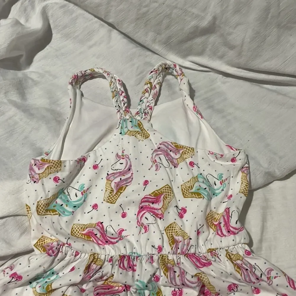 Tommy Bahama 6 unicorn ice cream cone braided tank dress lined worn once euc